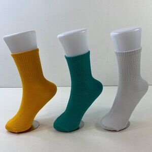 Your Missing Sock Colorful Unisex Ribbed Crew Socks 3-Pack Yellow Blue White